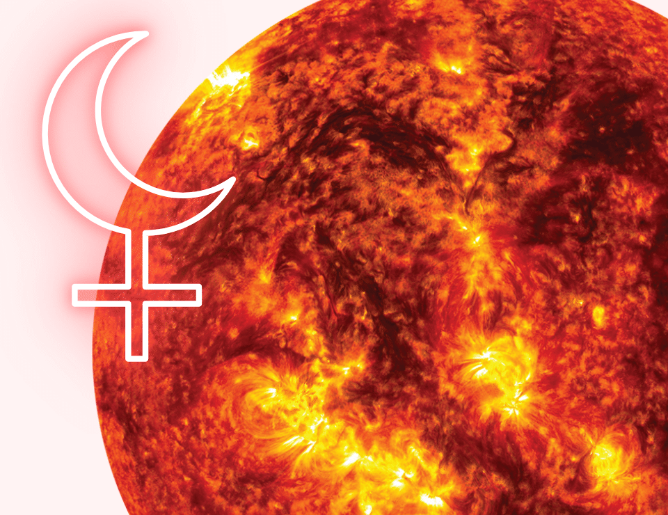 The symbol for Black Moon Lilith combined with an image of our Sun