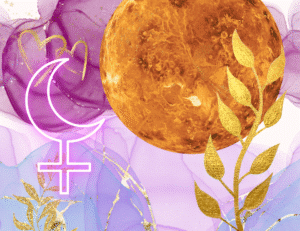 planet venus surrounded by pink and purple decor next to a symbol for black moon lilith